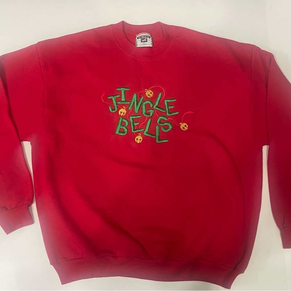 Vintage Lee Christmas Sweatshirt. Embroidered. Jingle Bells. Festive. Size XL.